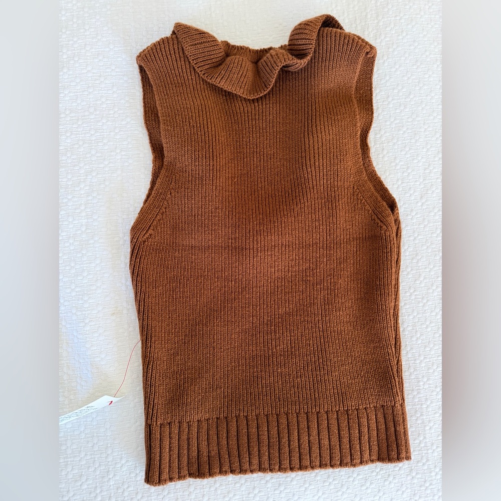 Miss Selfridge Brown Ruffle Tank Top - Picture 5 of 5